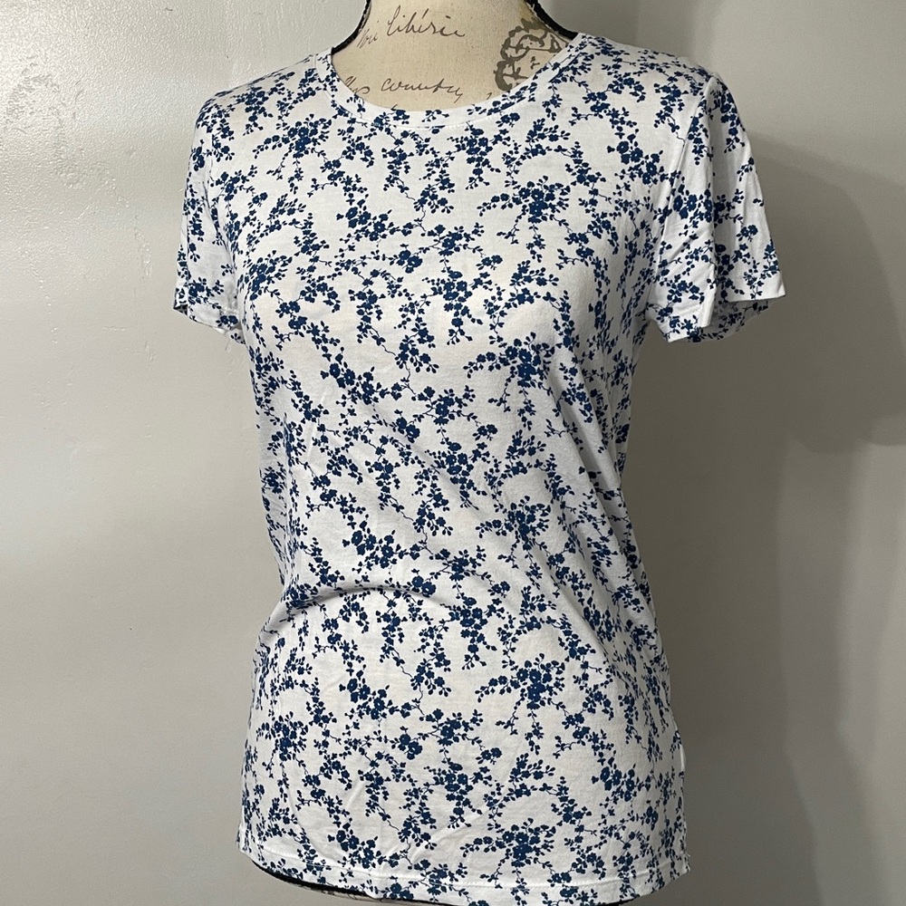 GAP Blue Floral Print Short Sleeve Tee